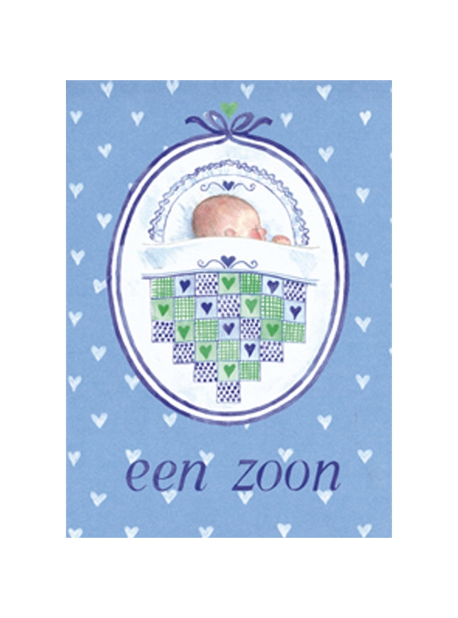 carte de vœux patchwork pour la naissance d'un fils