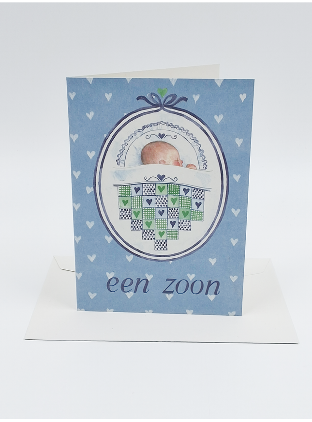 carte de vœux patchwork pour la naissance d'un fils