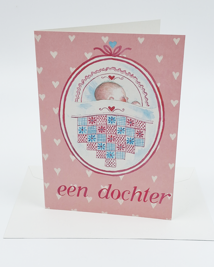 Greeting card patchwork birth daughter (F12374)