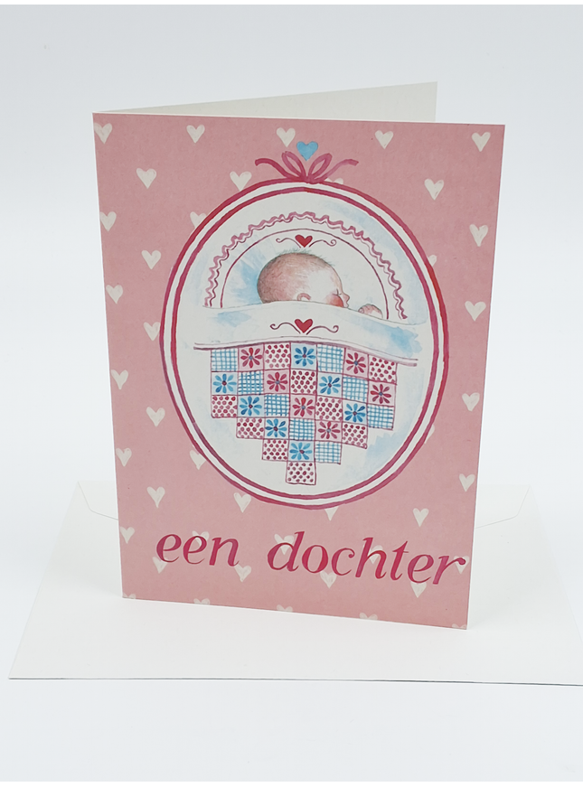 Carte de vœux patchwork pour la naissance d'une fille