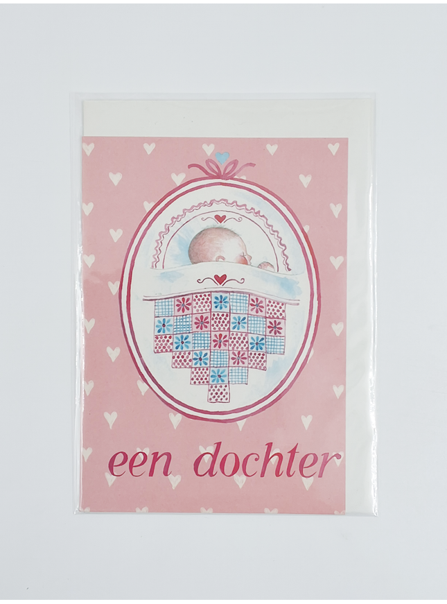 Carte de vœux patchwork pour la naissance d'une fille
