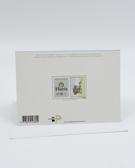 Greeting card wagon flowers bullfinch (F12380)