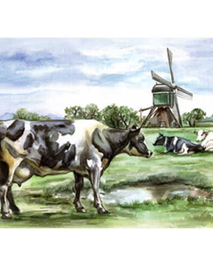 Wenskaart koe molen (F12396)