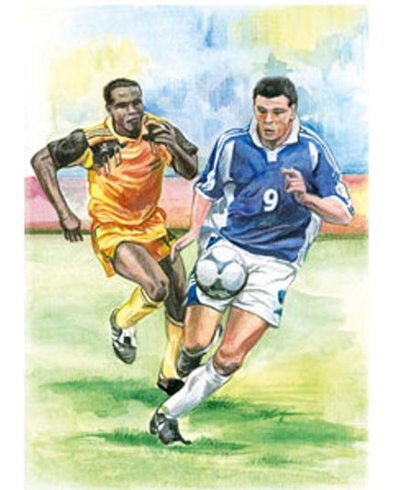 Wenskaart 2 voetballers (F12421)