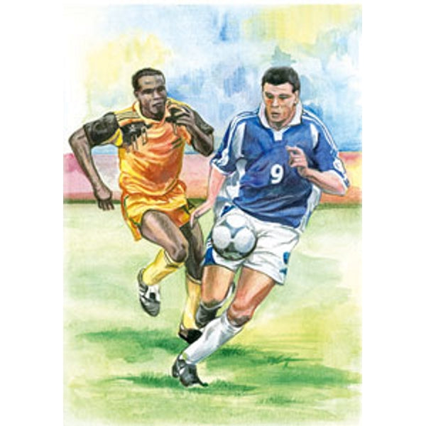 Wenskaart 2 voetballers (F12421)