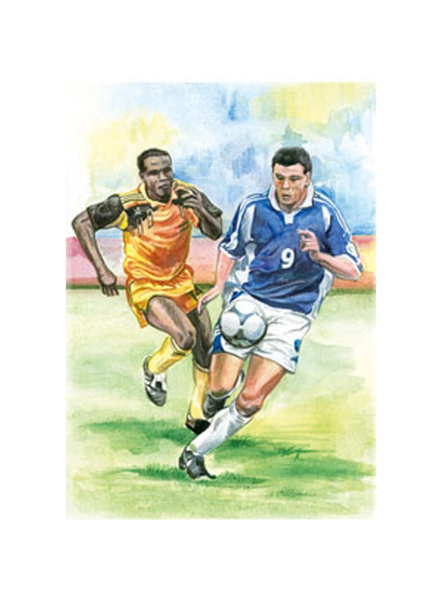 Wenskaart 2 voetballers (F12421)