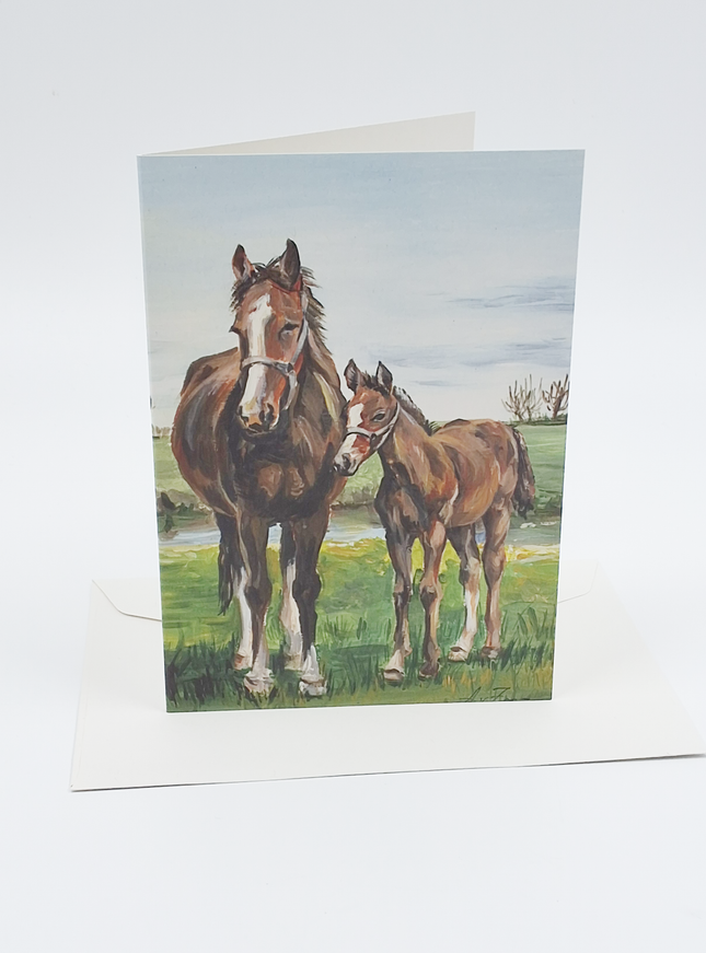 Wenskaart paard met veulen (F12424)