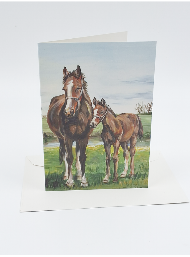 Wenskaart paard met veulen (F12424)