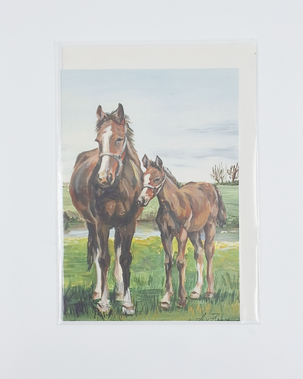 Wenskaart paard met veulen (F12424)