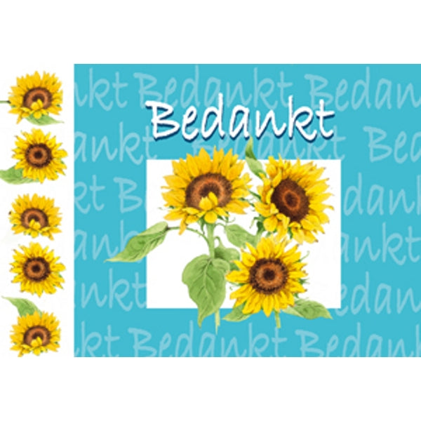 Wenskaart zonnebloemen, bedankt (F12425)