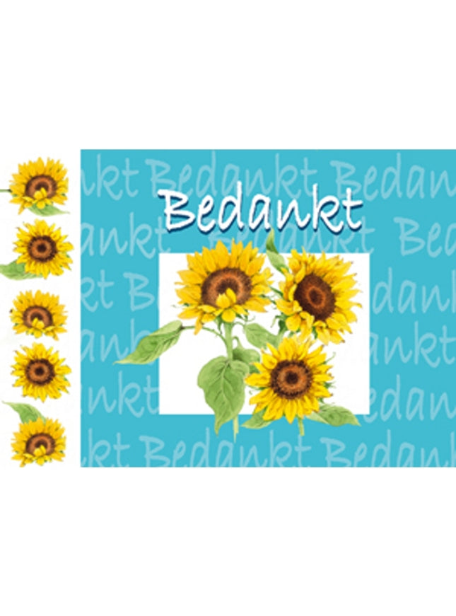 Wenskaart zonnebloemen, bedankt (F12425)