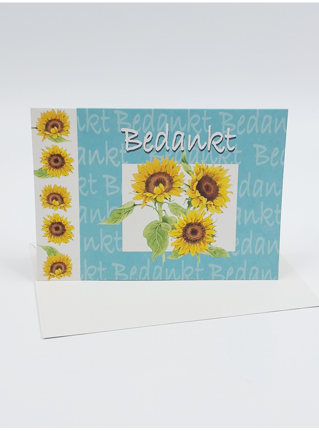 Wenskaart zonnebloemen, bedankt (F12425)