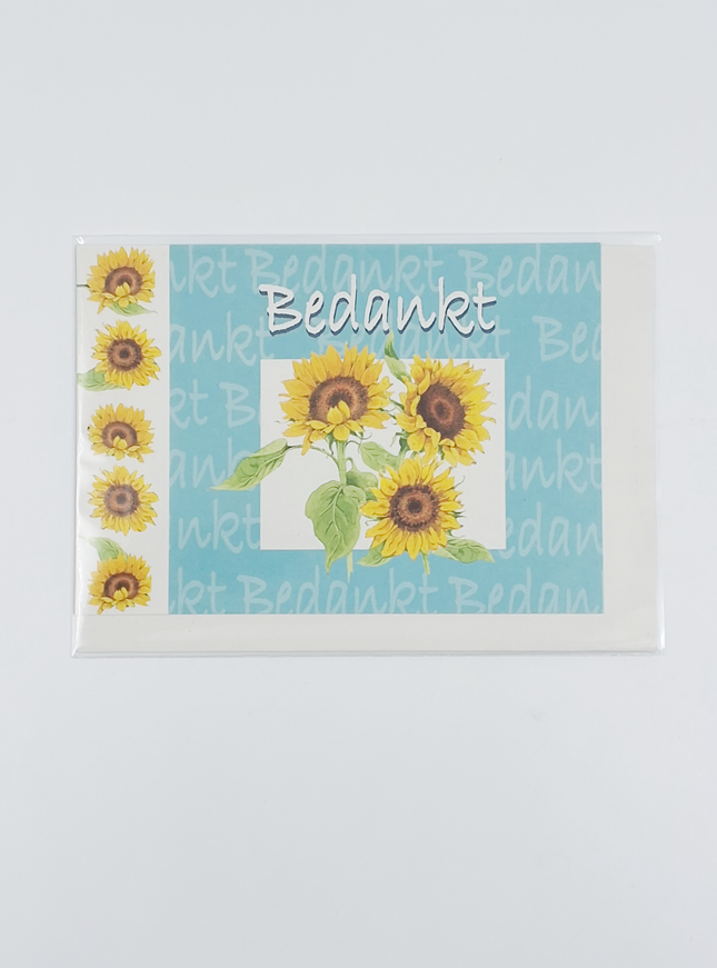 Wenskaart zonnebloemen, bedankt (F12425)