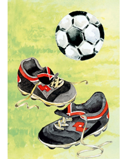 Wenskaart voetbalschoenen voetbal (F12431)