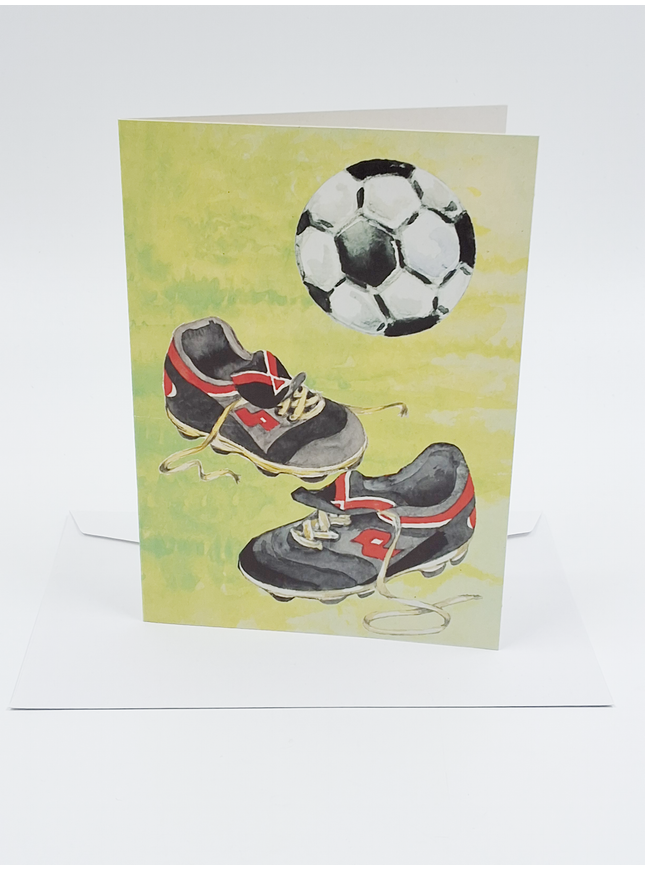 Wenskaart voetbalschoenen voetbal (F12431)