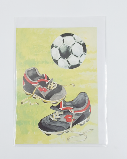 Wenskaart voetbalschoenen voetbal (F12431)