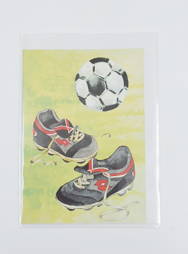 Wenskaart voetbalschoenen voetbal (F12431)