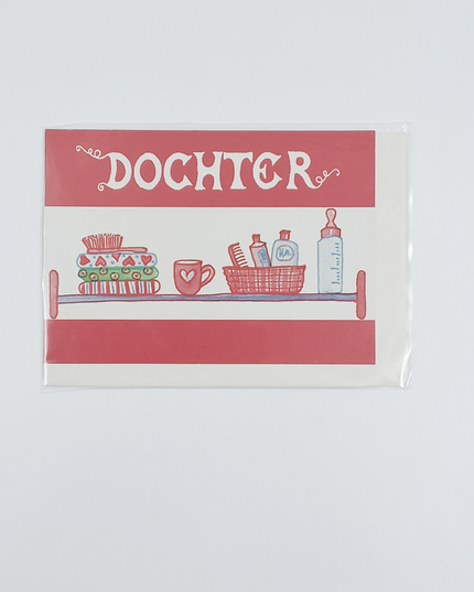 Wenskaart roze dochter geboorte (F12439)