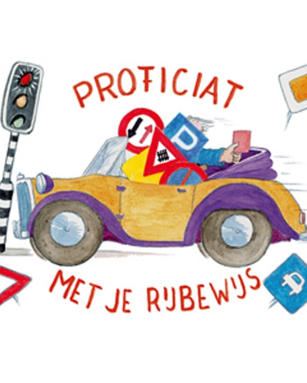 Wenskaart auto, proficiat met je rijbewijs (F12453)