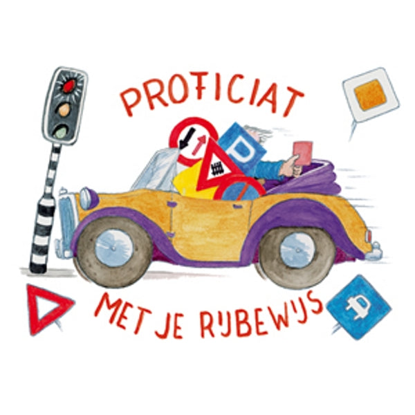 Wenskaart auto, proficiat met je rijbewijs (F12453)