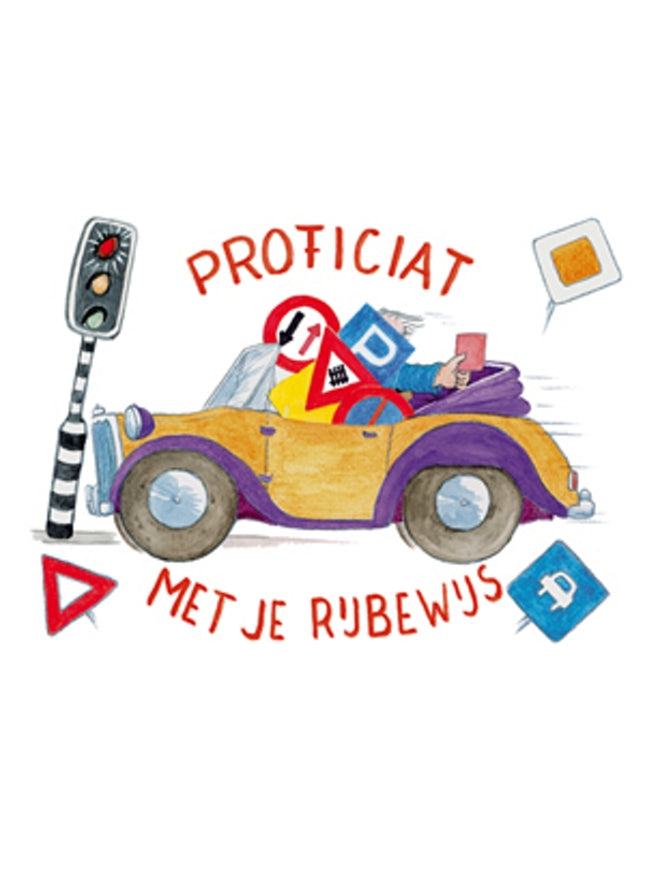 Wenskaart auto, proficiat met je rijbewijs (F12453)