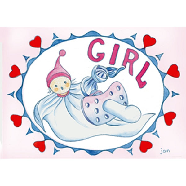 Wenskaart pop girl geboorte (F12455)
