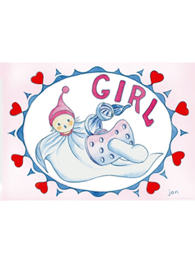 Carte de vœux poupée fille naissance