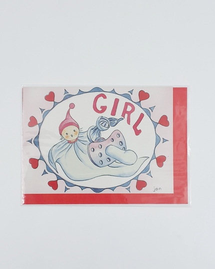 Pop girl birth greeting card (F12455)