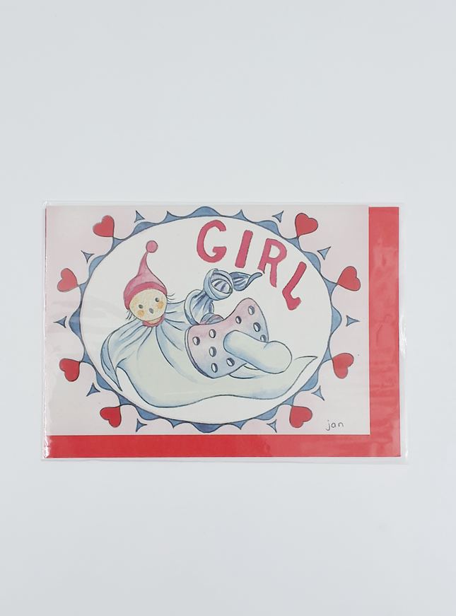 Wenskaart pop girl geboorte (F12455)