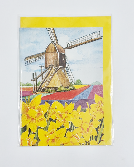 Wenskaart narcissen molen (F12456)