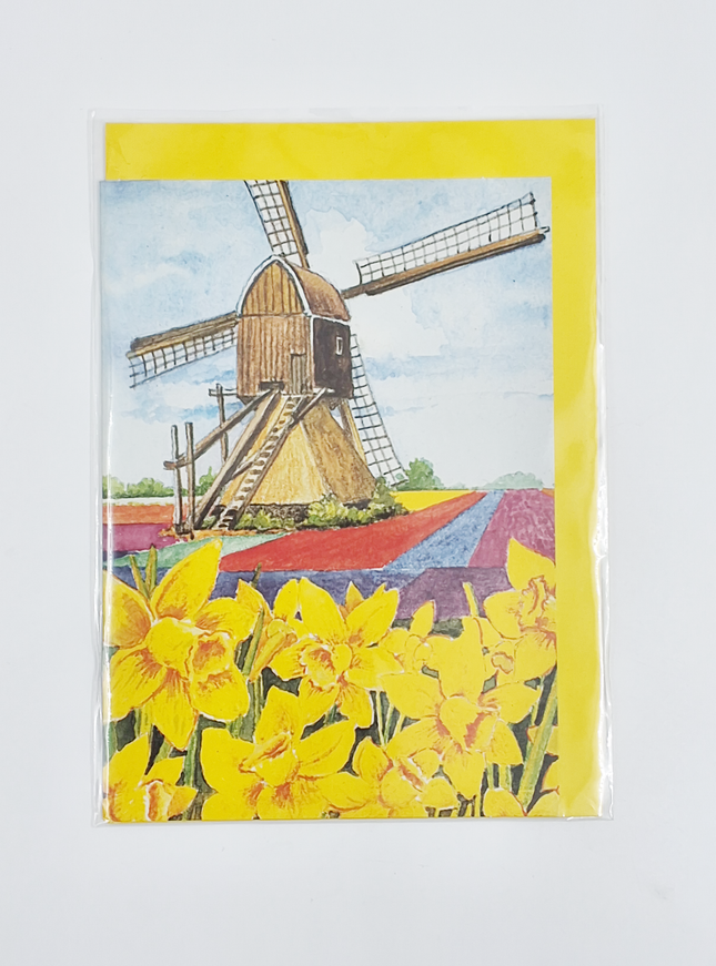 Wenskaart narcissen molen (F12456)