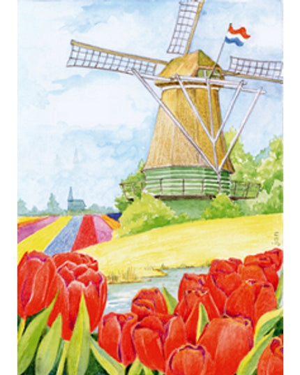 Wenskaart tulpen molen (F12457)