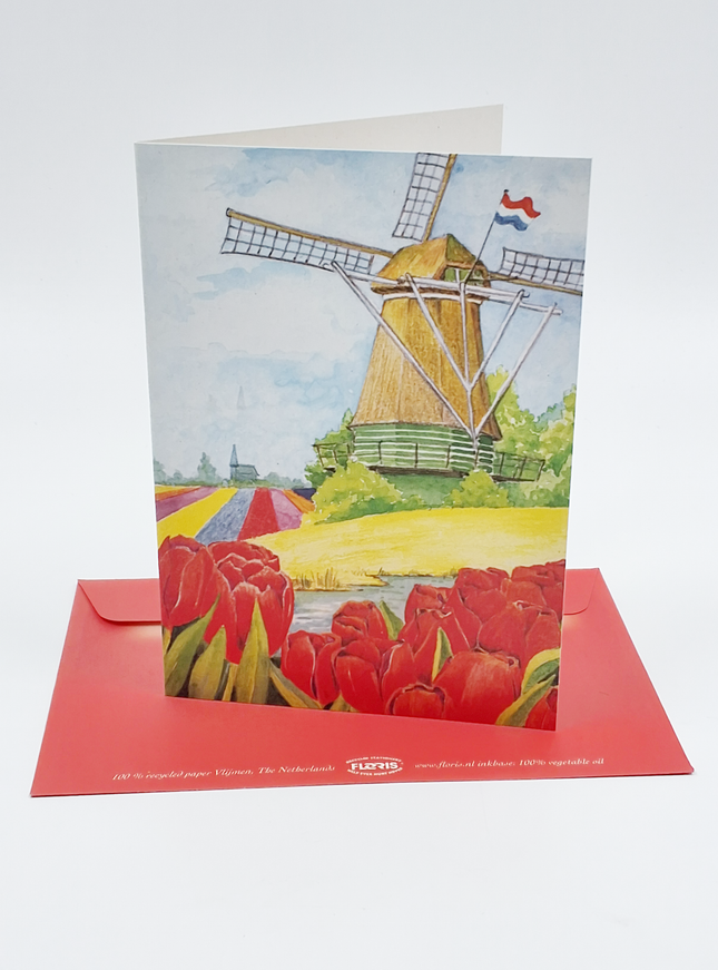 Wenskaart tulpen molen (F12457)