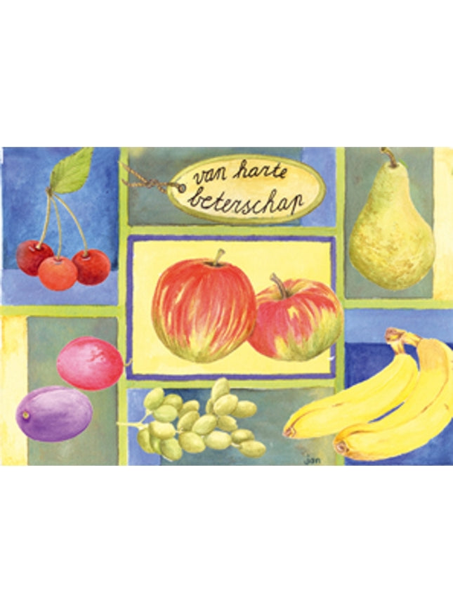 Wenskaart fruit, van harte beterschap (F12469)