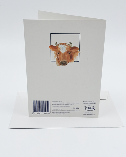 Greeting card farm and cow (F12480)