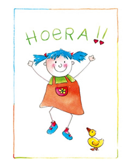 Greeting card girl hooray (F12497)