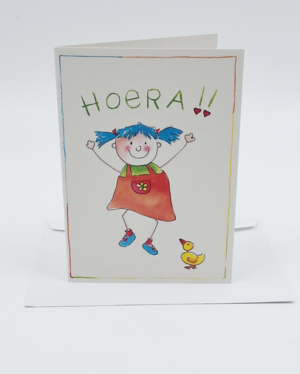 Greeting card girl hooray (F12497)