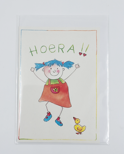 Greeting card girl hooray (F12497)