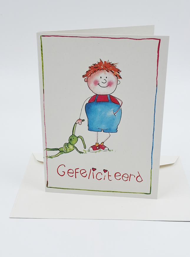 Wenskaart jongen gefeliciteerd (F12498)