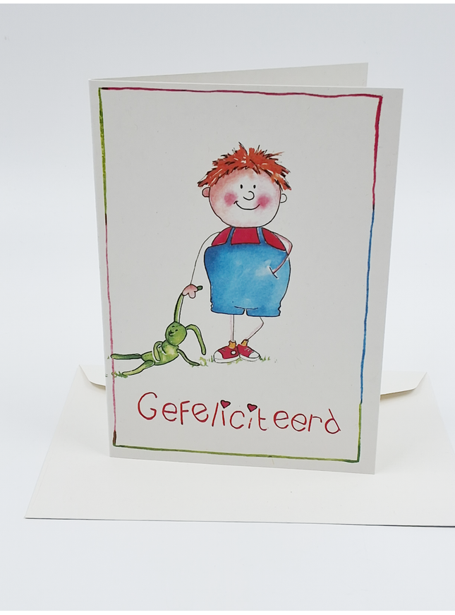 Wenskaart jongen gefeliciteerd (F12498)
