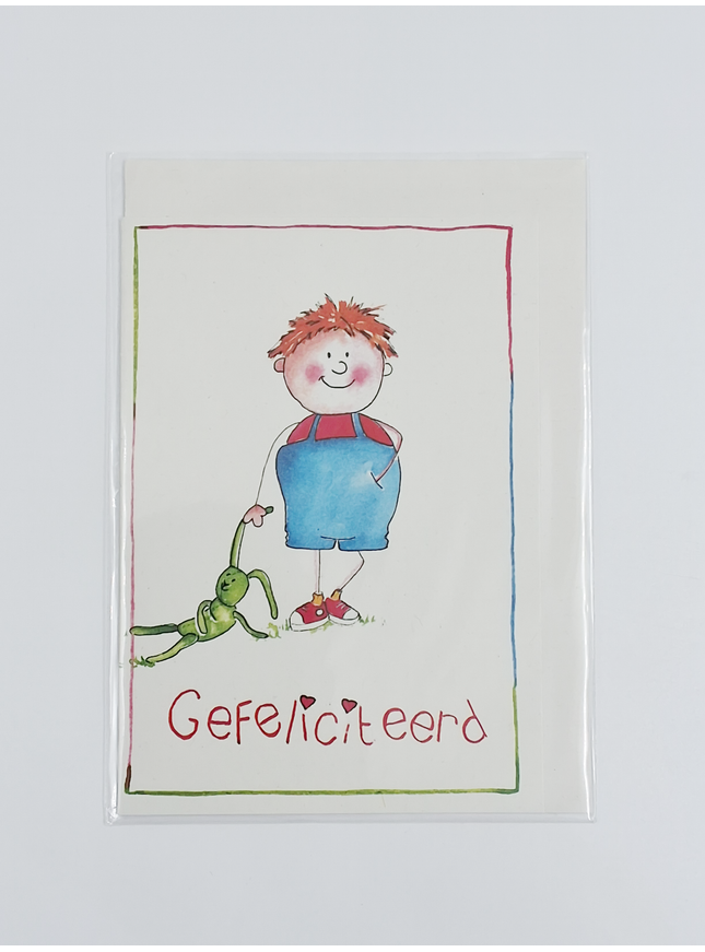 Wenskaart jongen gefeliciteerd (F12498)