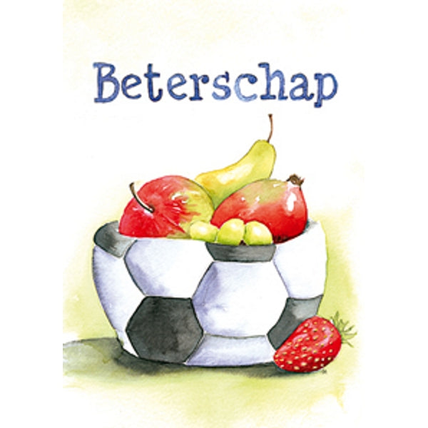 Wenskaart voetbal fruit, beterschap (F12502)