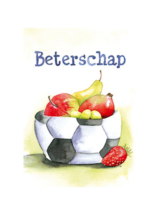 Wenskaart voetbal fruit, beterschap (F12502)