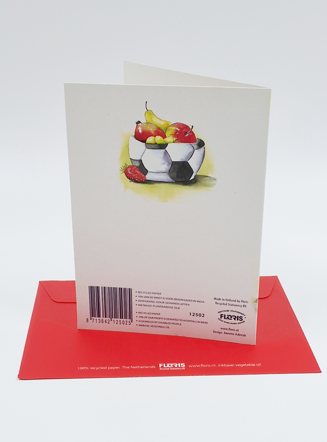 Wenskaart voetbal fruit, beterschap (F12502)