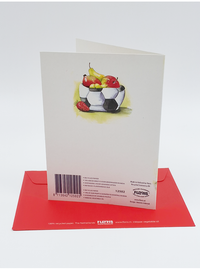 Wenskaart voetbal fruit, beterschap (F12502)