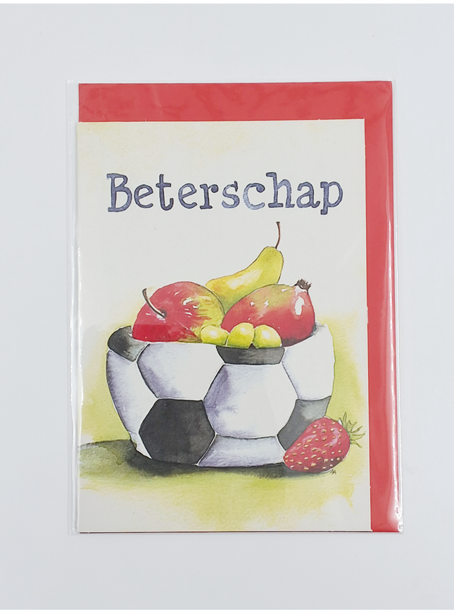 Wenskaart voetbal fruit, beterschap (F12502)
