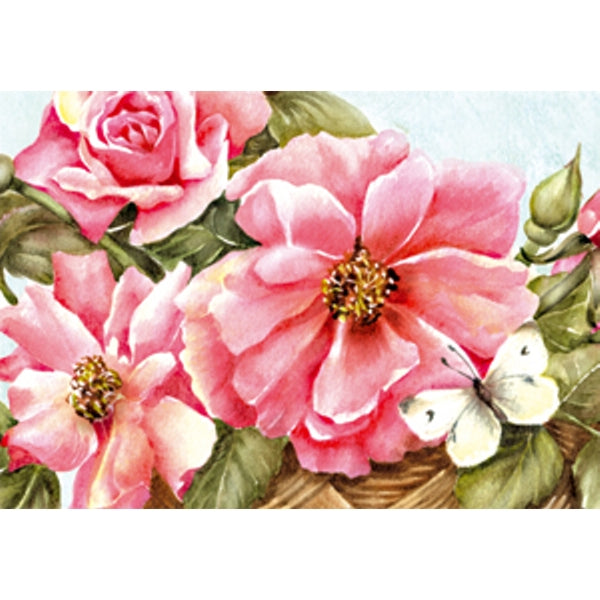 Wenskaart rose rozen vlinder (F12519)