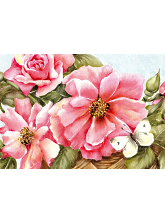 Carte de vœux rose roses papillon