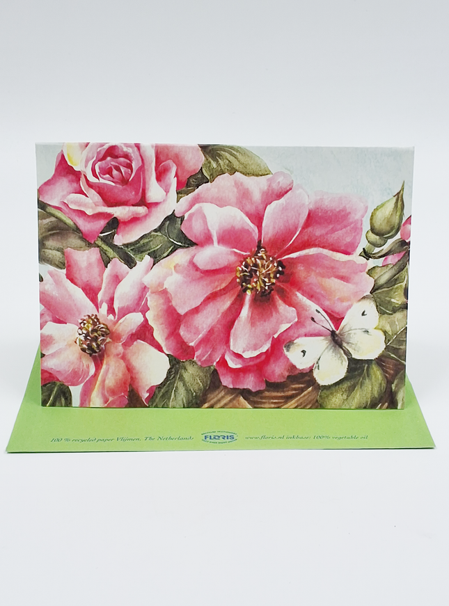 Wenskaart rose rozen vlinder (F12519)