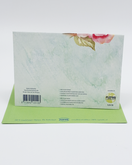 Wenskaart rose rozen vlinder (F12519)